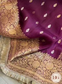 Banarasi kora organza with gota kinaari handloom silk mark certified saree - Purple
