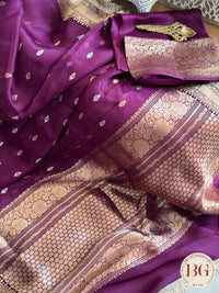 Banarasi kora organza with gota kinaari handloom silk mark certified saree - Purple