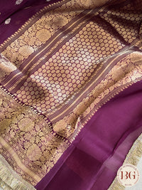 Banarasi kora organza with gota kinaari handloom silk mark certified saree - Purple