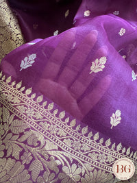 Banarasi kora organza with gota kinaari handloom silk mark certified saree - Purple