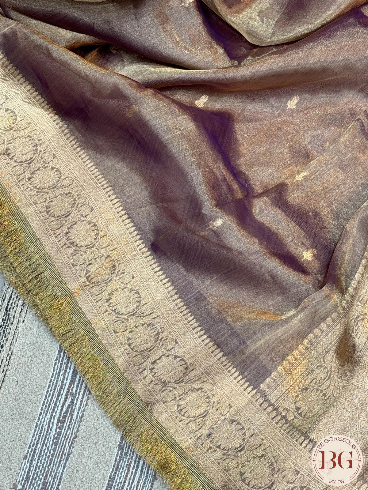 Banarasi Tissue silk mark certified saree with lace - Purple