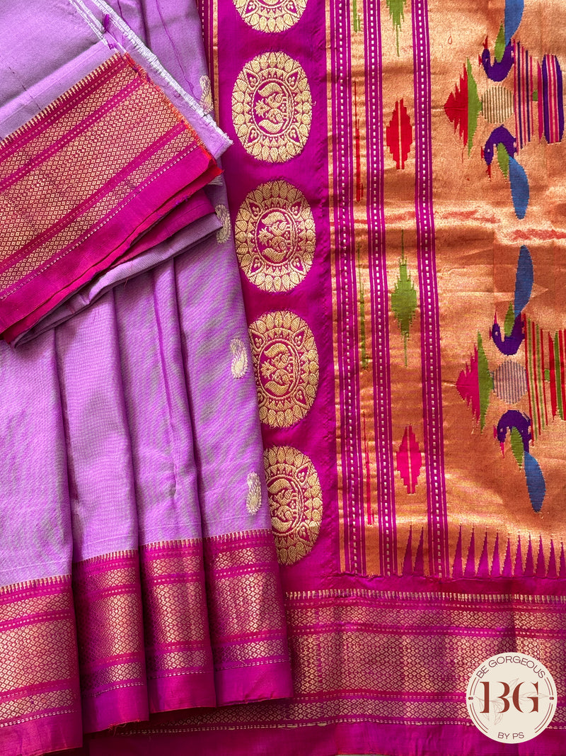 Paithani pure silk handloom maharani paithani - lavendar