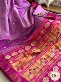 Paithani pure silk handloom maharani paithani - lavendar