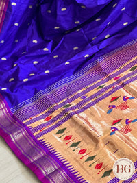 Paithani pure silk handloom - Purple Blue