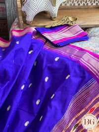 Paithani pure silk handloom - Purple Blue