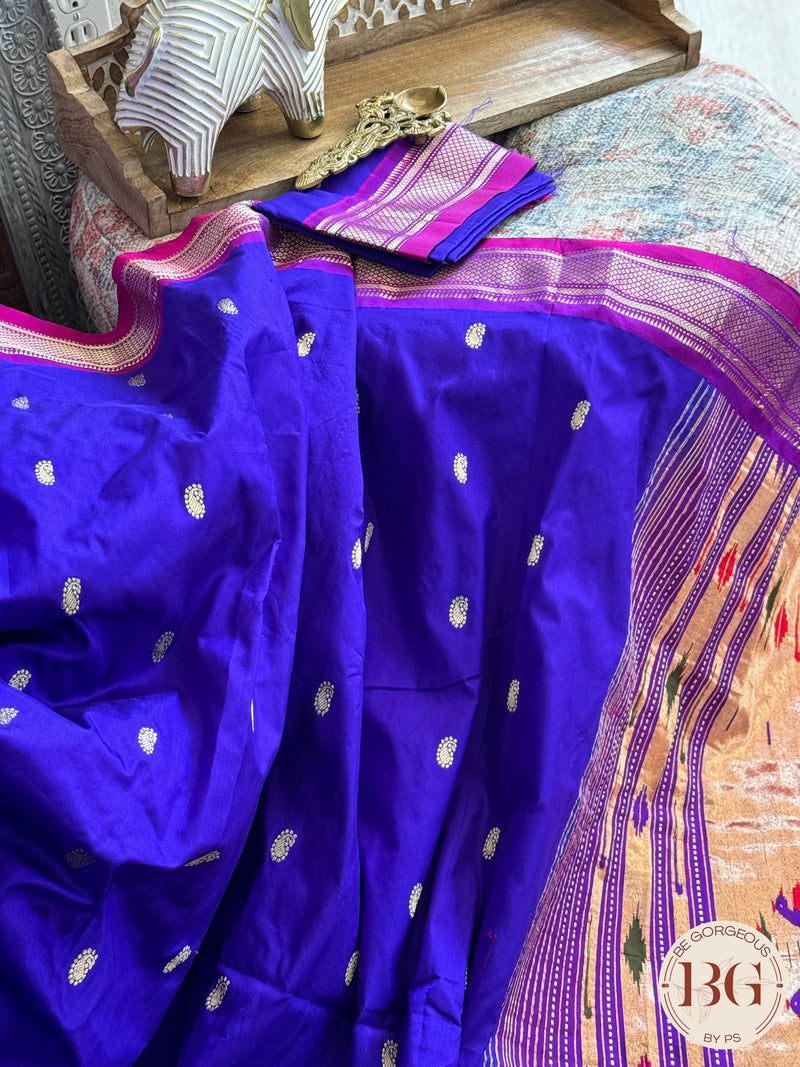 Paithani pure silk handloom - Purple Blue