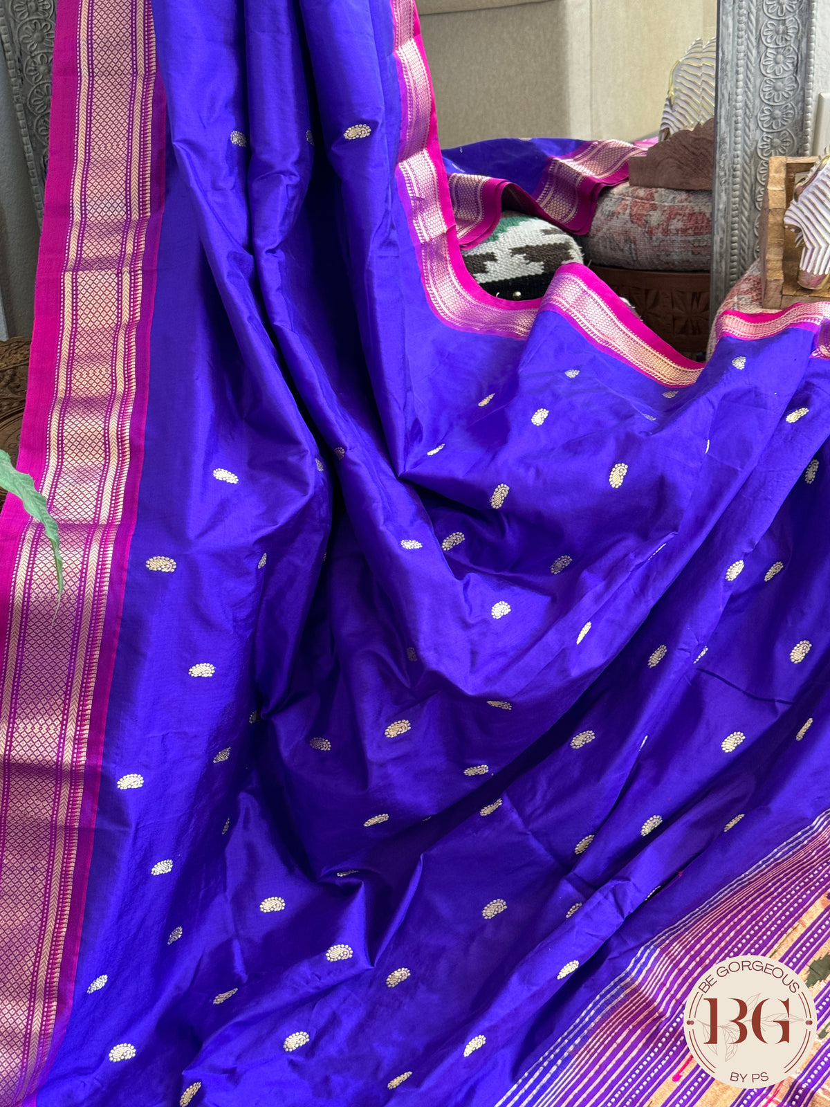 Paithani pure silk handloom - Purple Blue