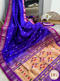 Paithani pure silk handloom - Purple Blue