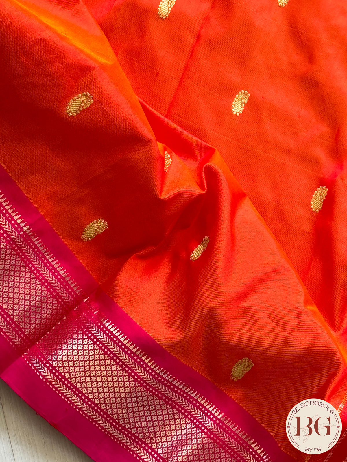 Paithani pure silk handloom - Orange