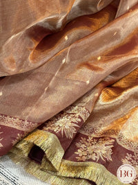 Banarasi Tissue silk mark certified saree with lace - Maroon