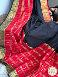 Mysore Pure Silk Handloom Saree - Red Black