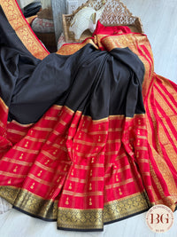 Mysore Pure Silk Handloom Saree - Red Black