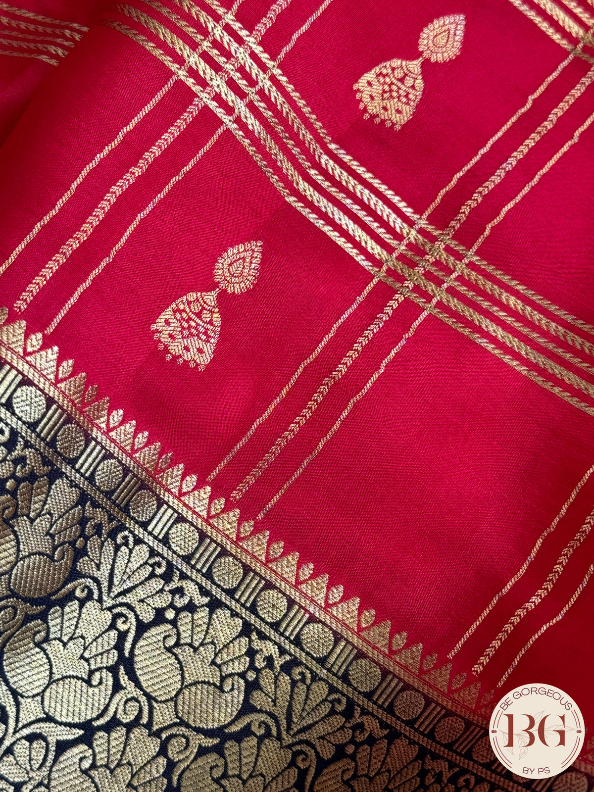 Mysore Pure Silk Handloom Saree - Red Black