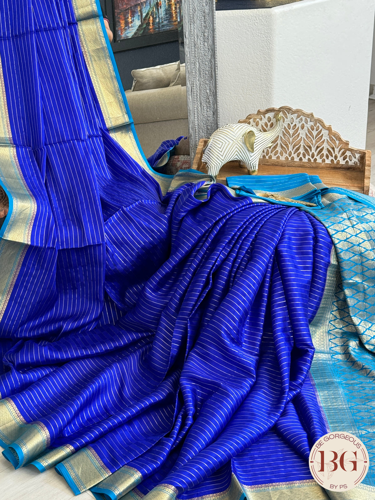 Mysore Pure Silk Handloom Saree - Royal Blue