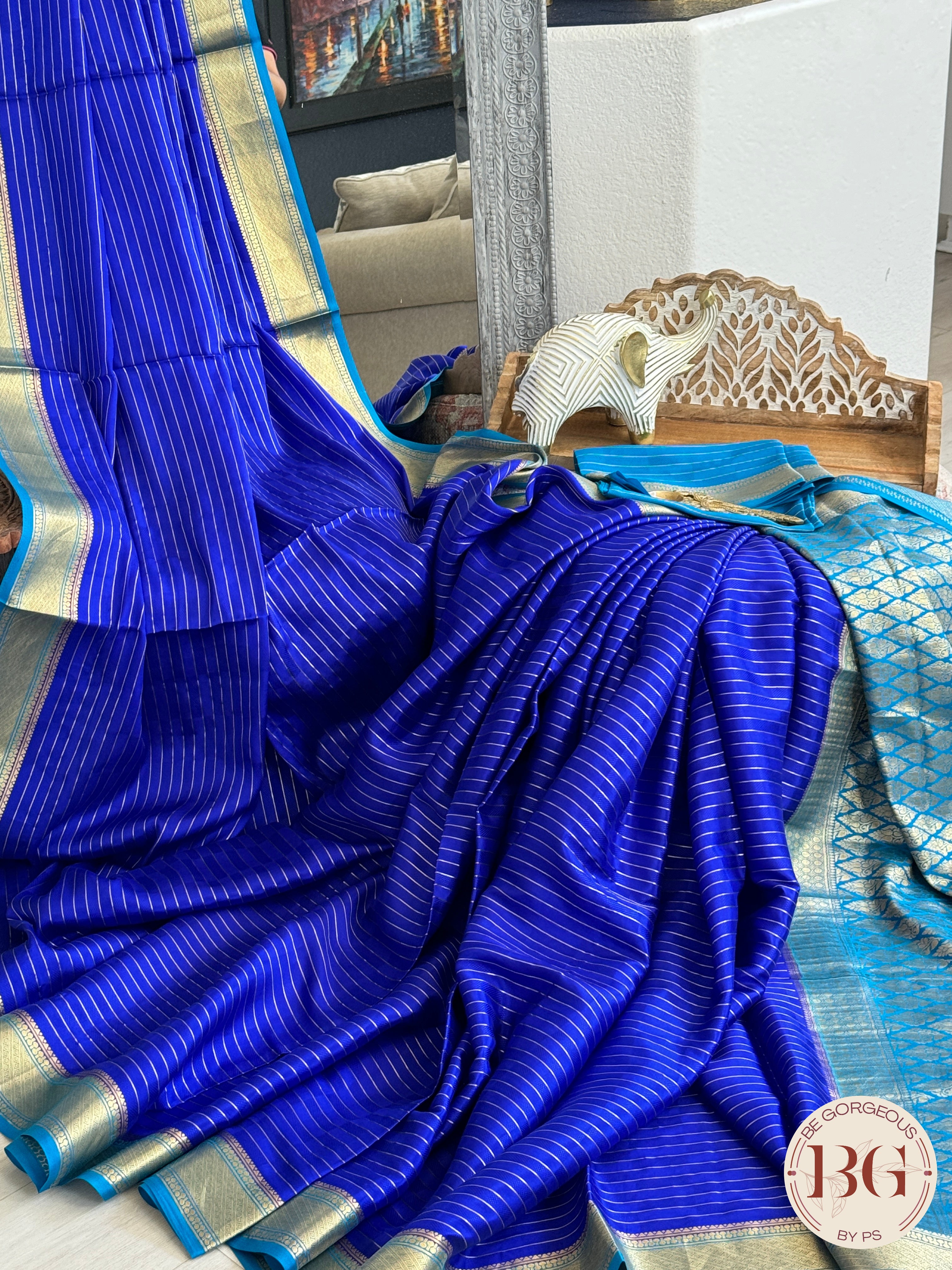 Mysore Pure Silk Handloom Saree - Royal Blue