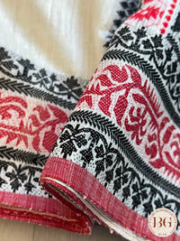 Matka Silk saree color - white red