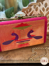 Silk Paithani Purse/Clutch - Pink Color