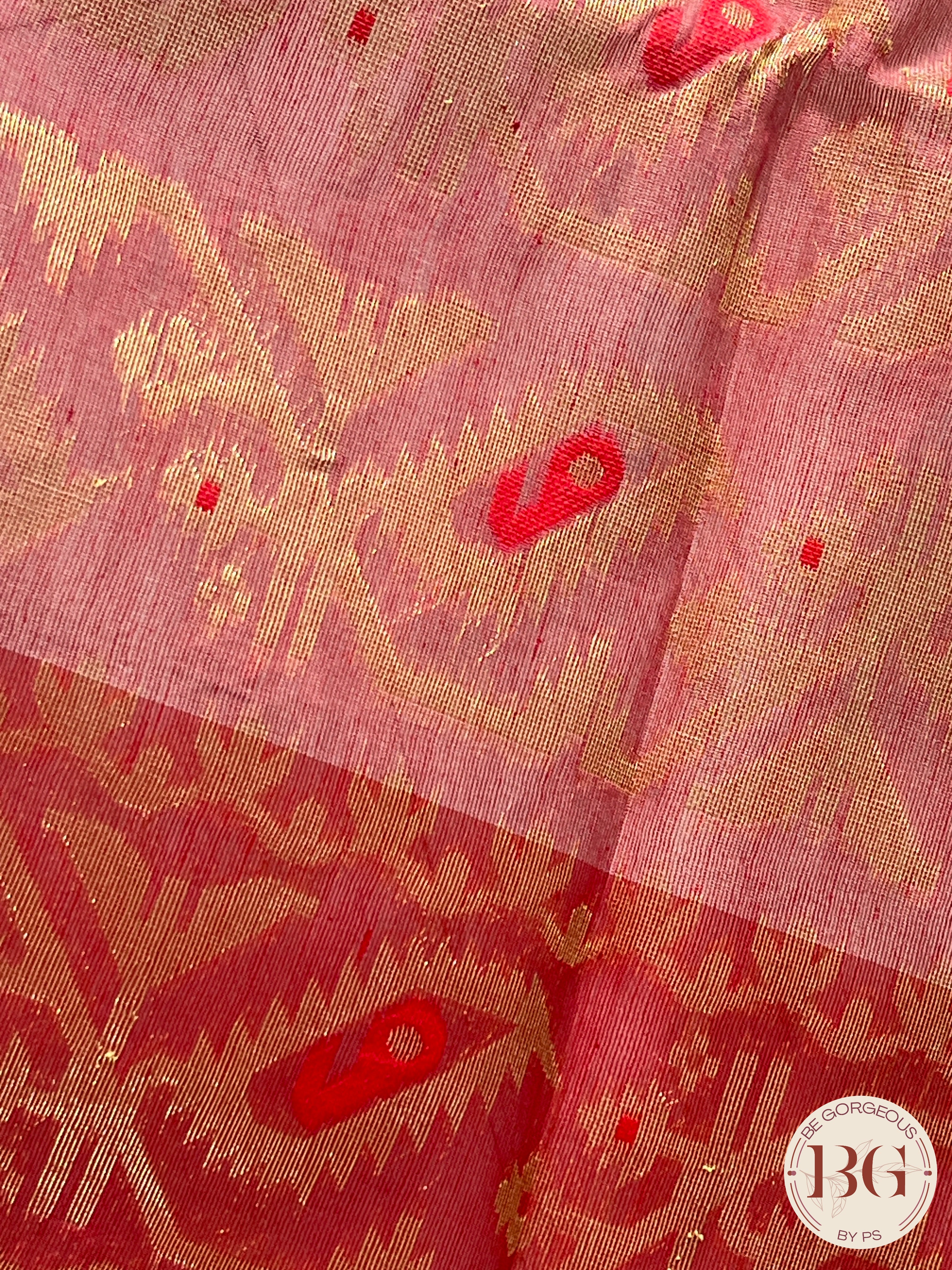 Cotton Silk zari jamdani saree color - onion pink