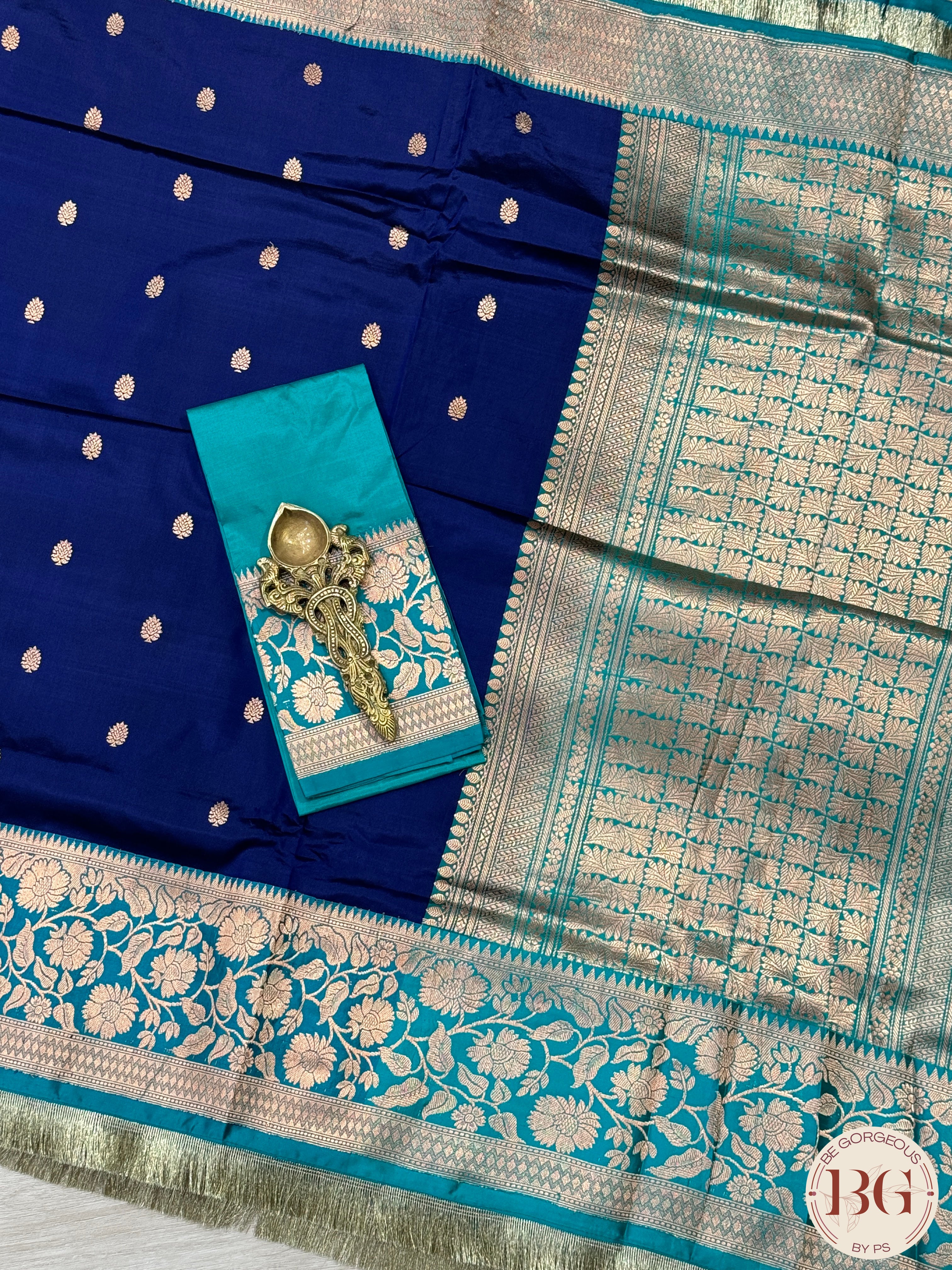 Banarasi Handloom Katan Silk Saree - Silk mark certfied - Blue