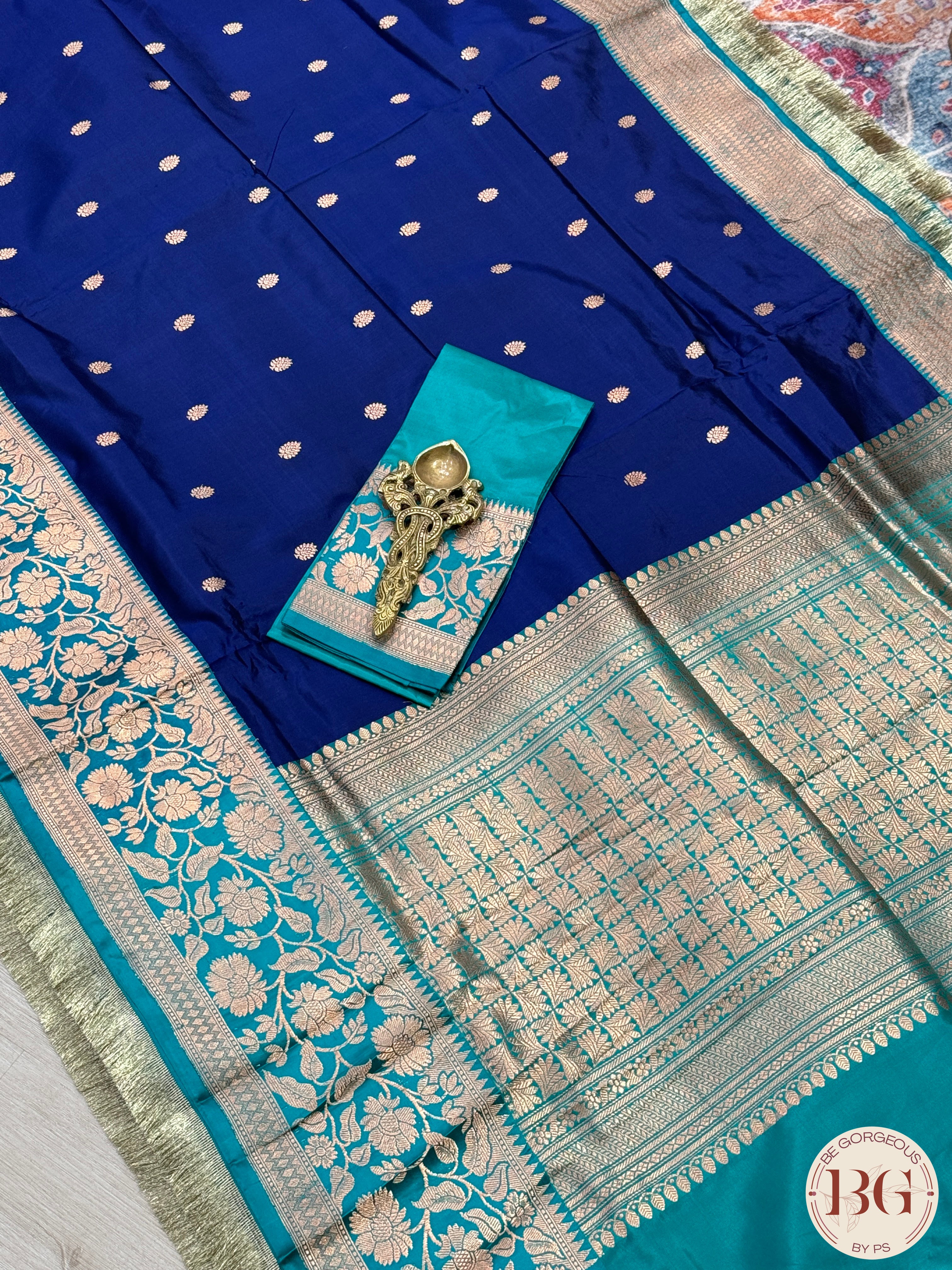 Banarasi Handloom Katan Silk Saree - Silk mark certfied - Blue