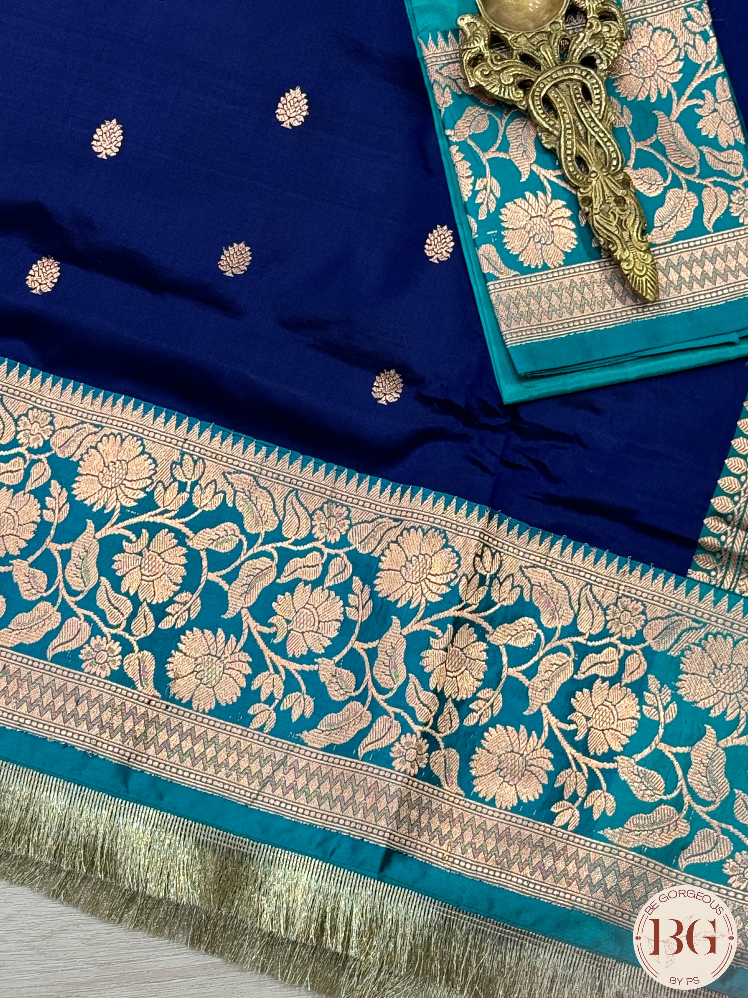 Banarasi Handloom Katan Silk Saree - Silk mark certfied - Blue