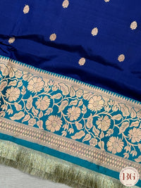 Banarasi Handloom Katan Silk Saree - Silk mark certfied - Blue