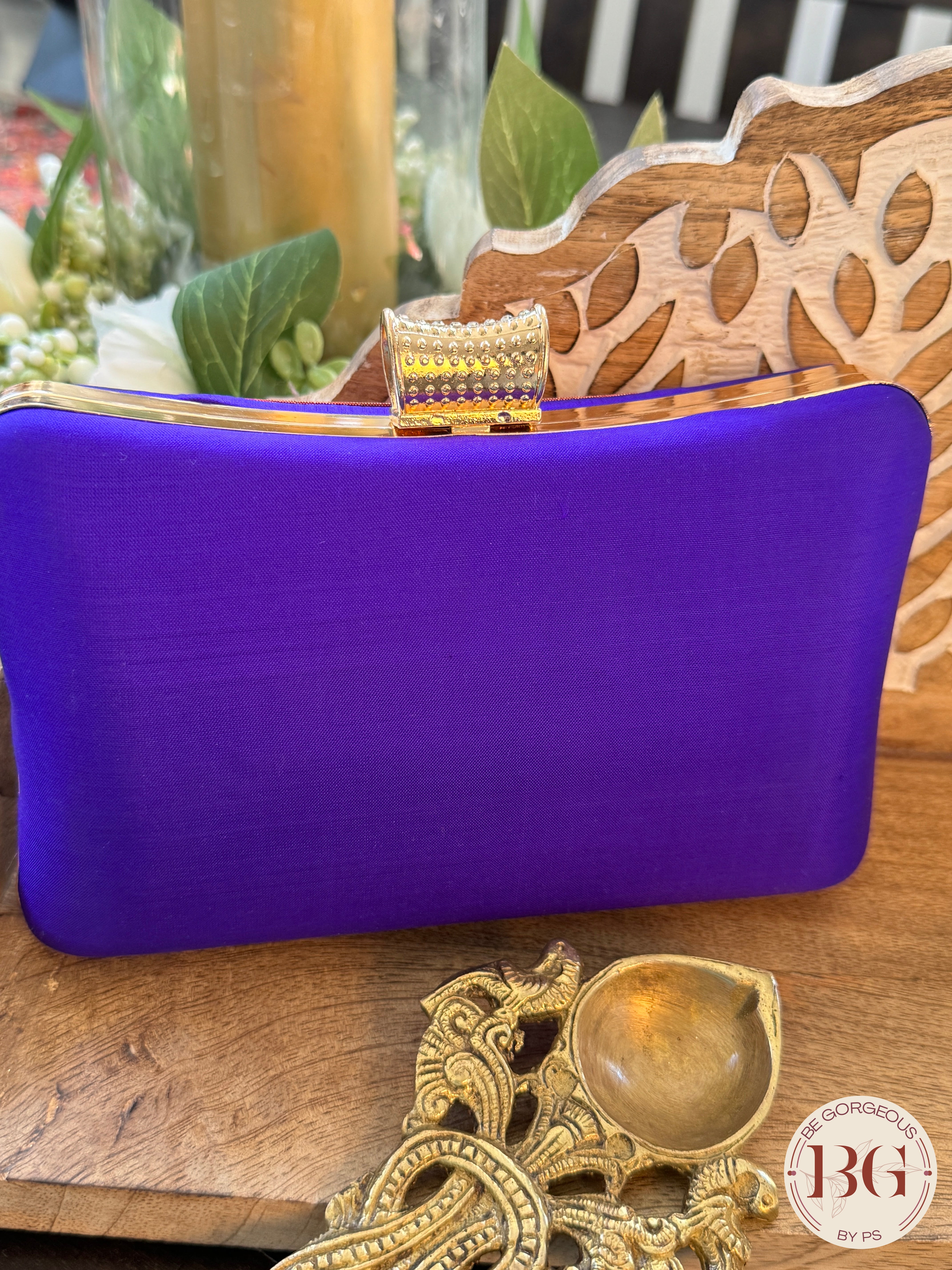 Silk Paithani Purse/Clutch - Purple Blue