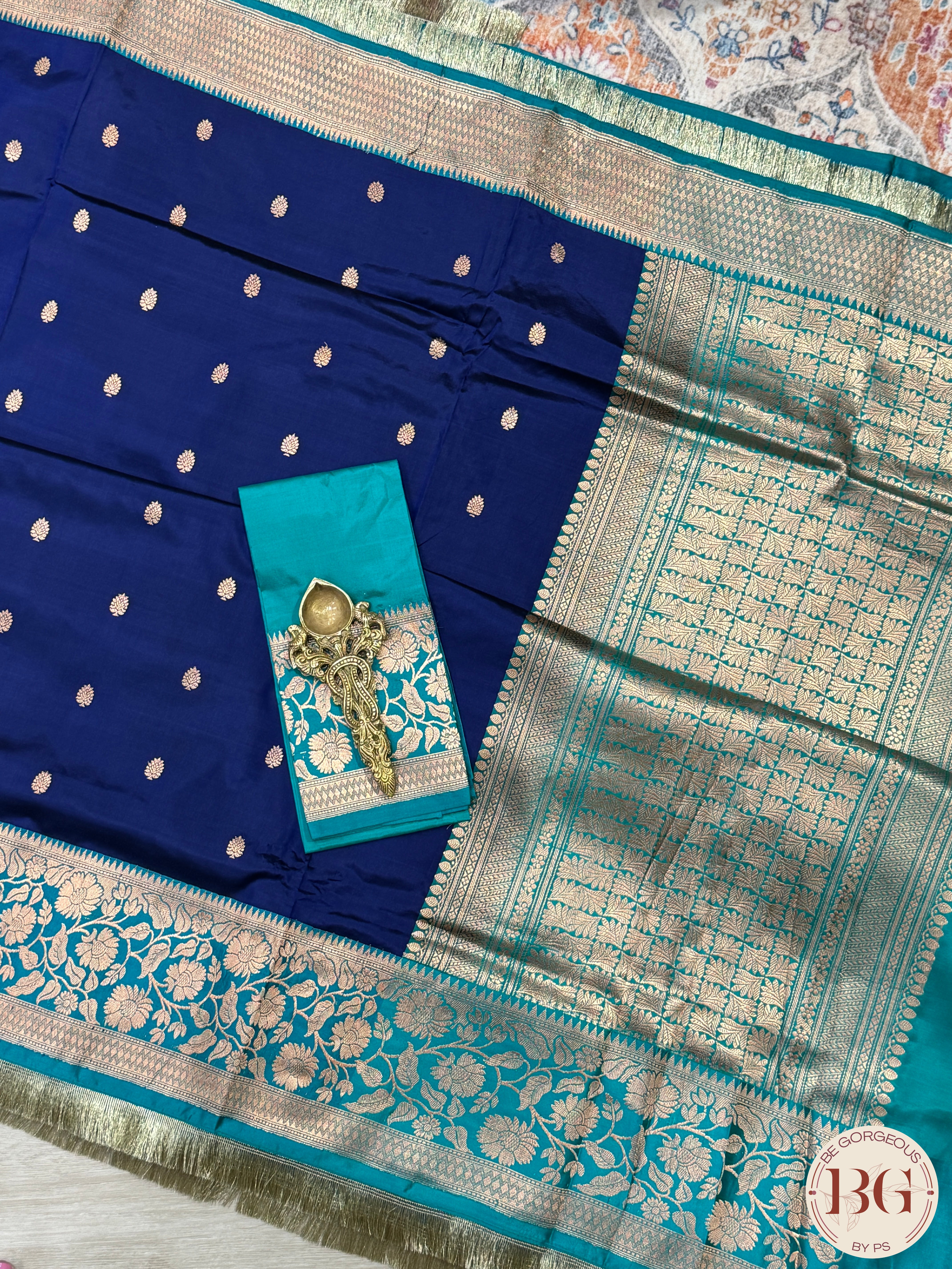 Banarasi Handloom Katan Silk Saree - Silk mark certfied - Blue