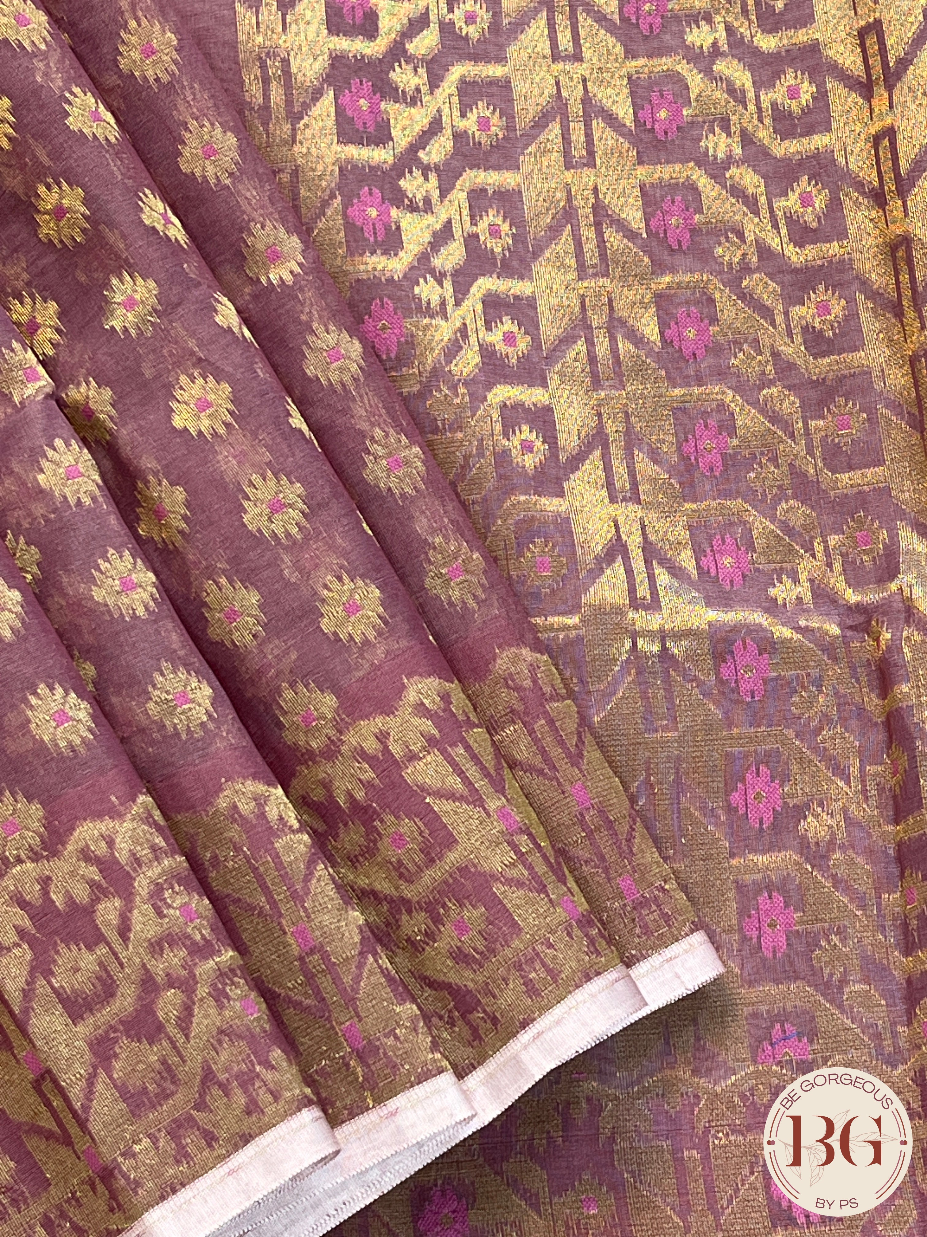 Cotton Silk zari jamdani saree color - lavendar