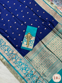 Banarasi Handloom Katan Silk Saree - Silk mark certfied - Blue