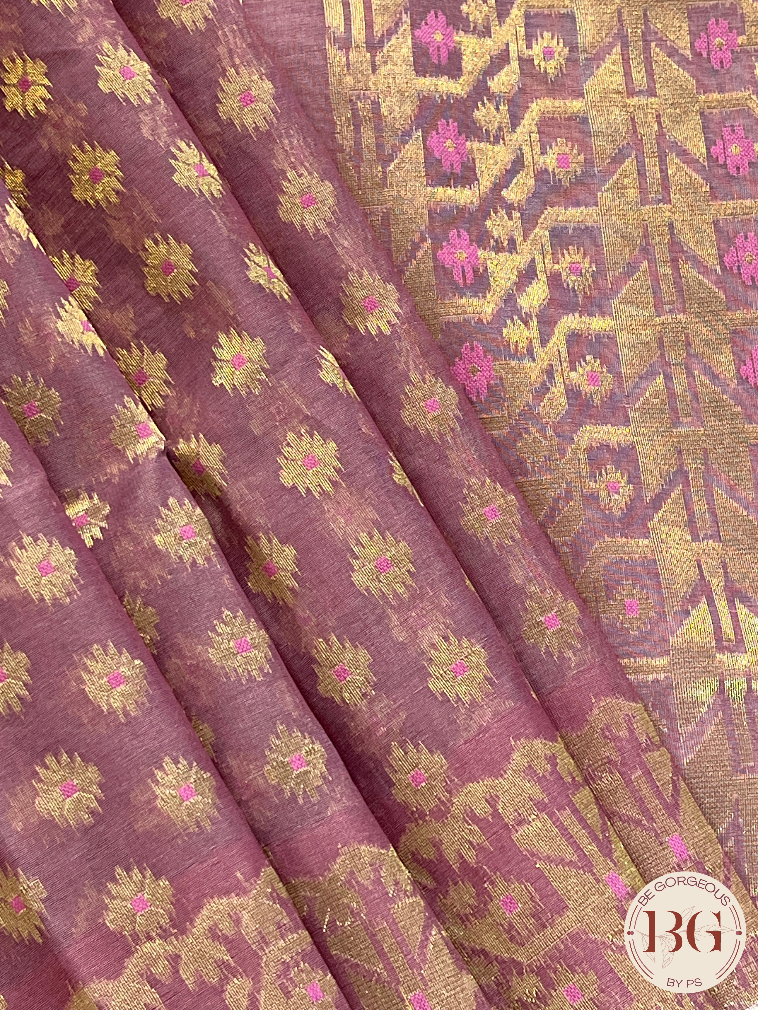 Cotton Silk zari jamdani saree color - lavendar