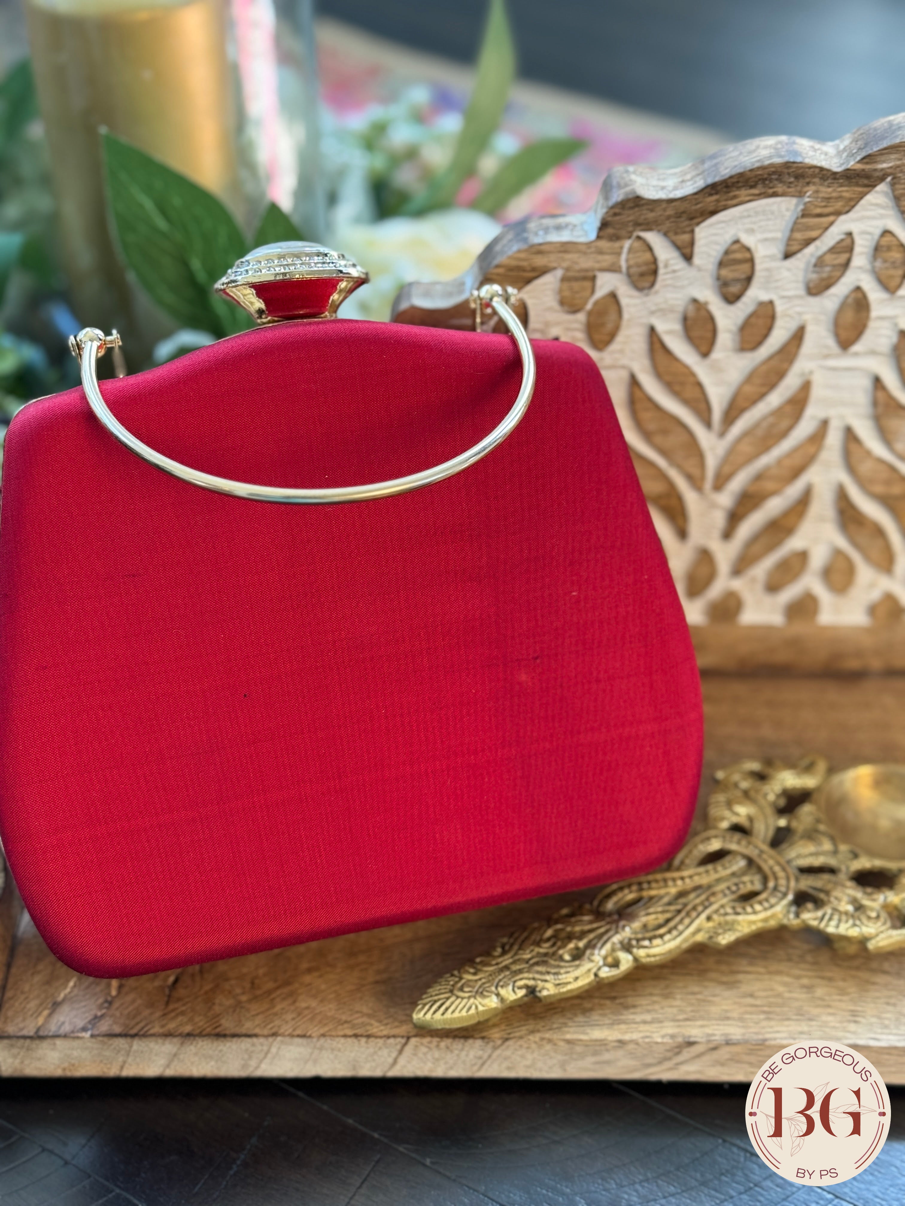 Silk Paithani Purse/Clutch - Red