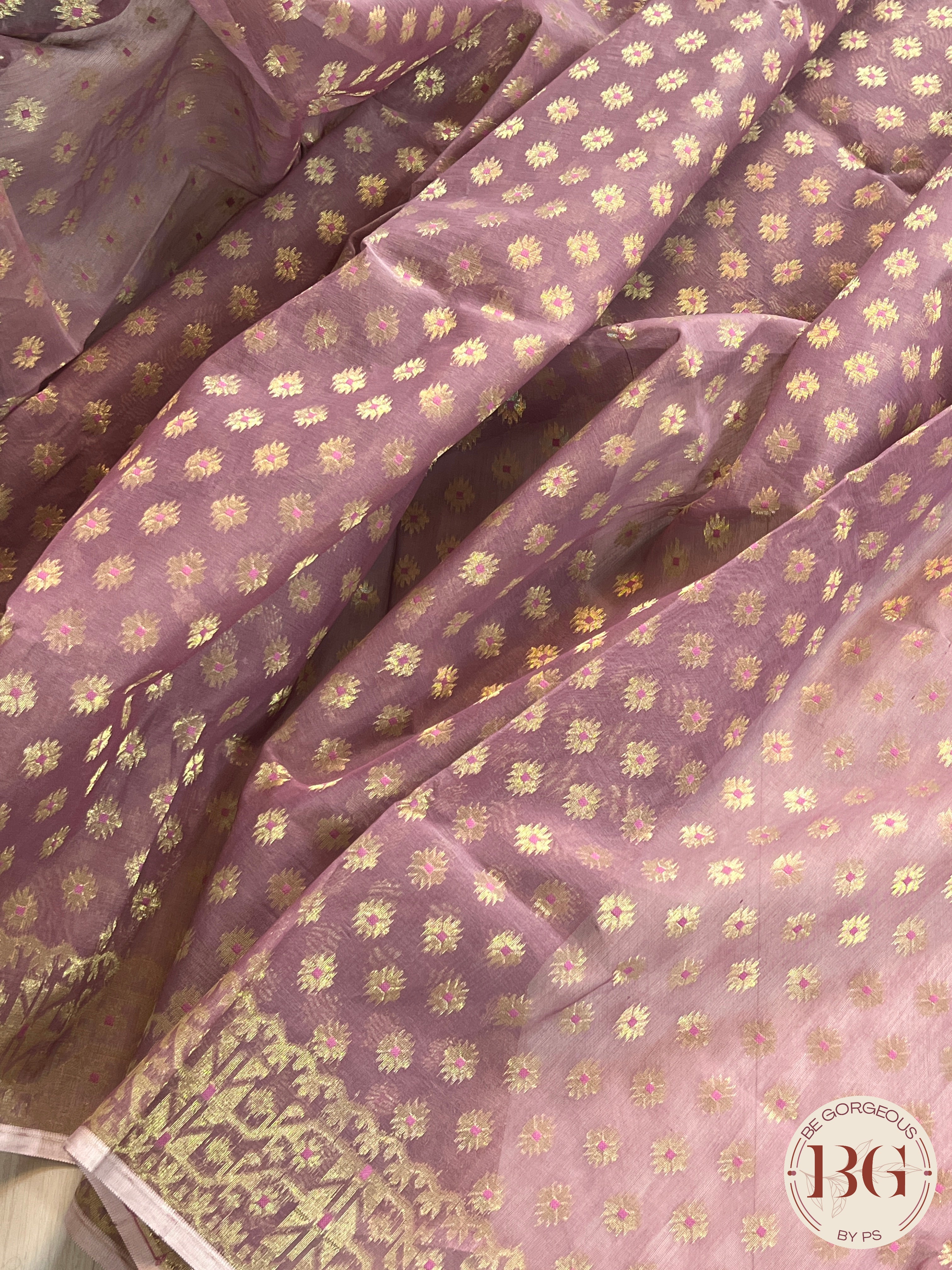 Cotton Silk zari jamdani saree color - lavendar