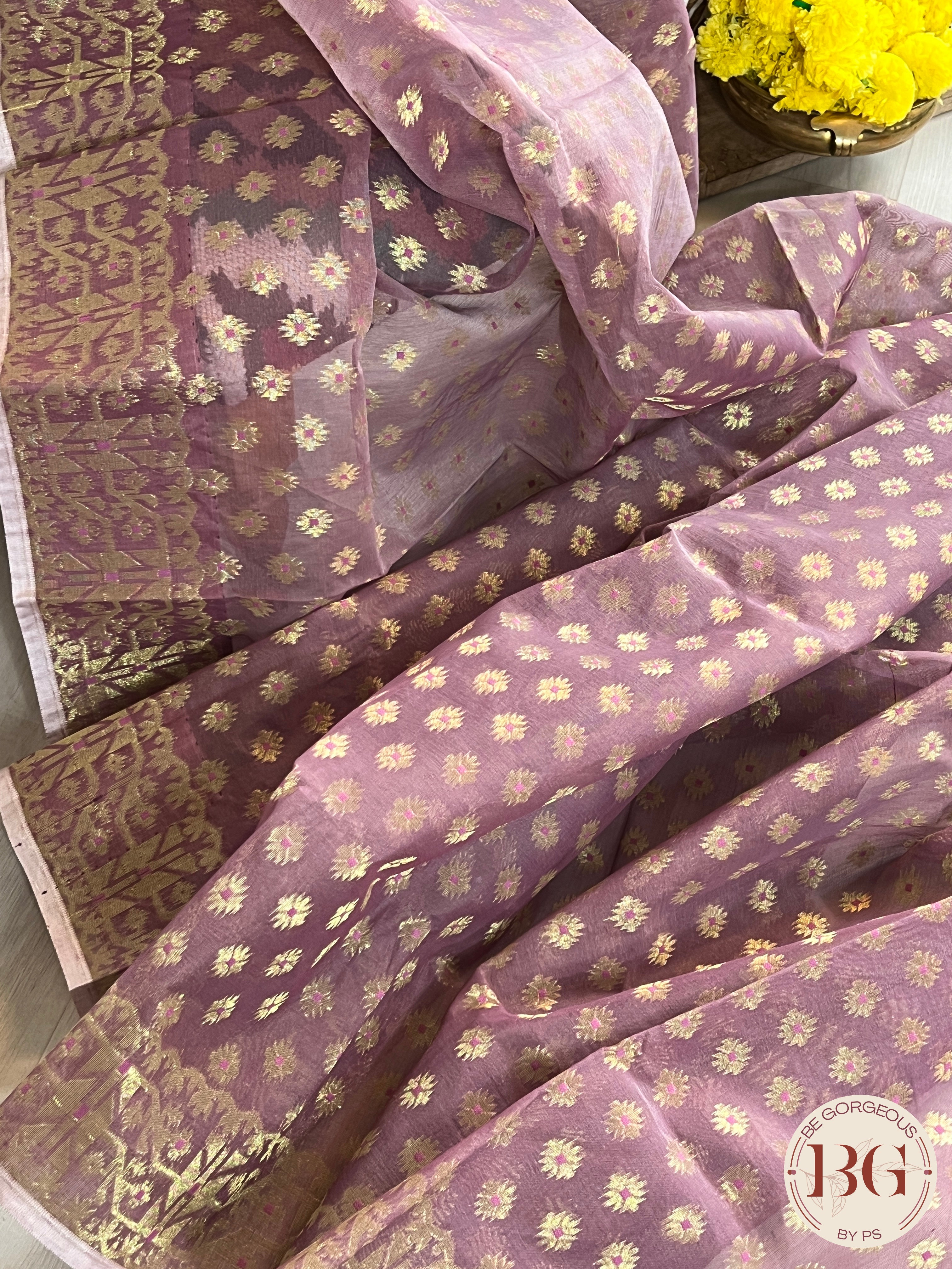 Cotton Silk zari jamdani saree color - lavendar