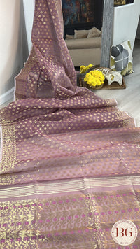 Cotton Silk zari jamdani saree color - lavendar