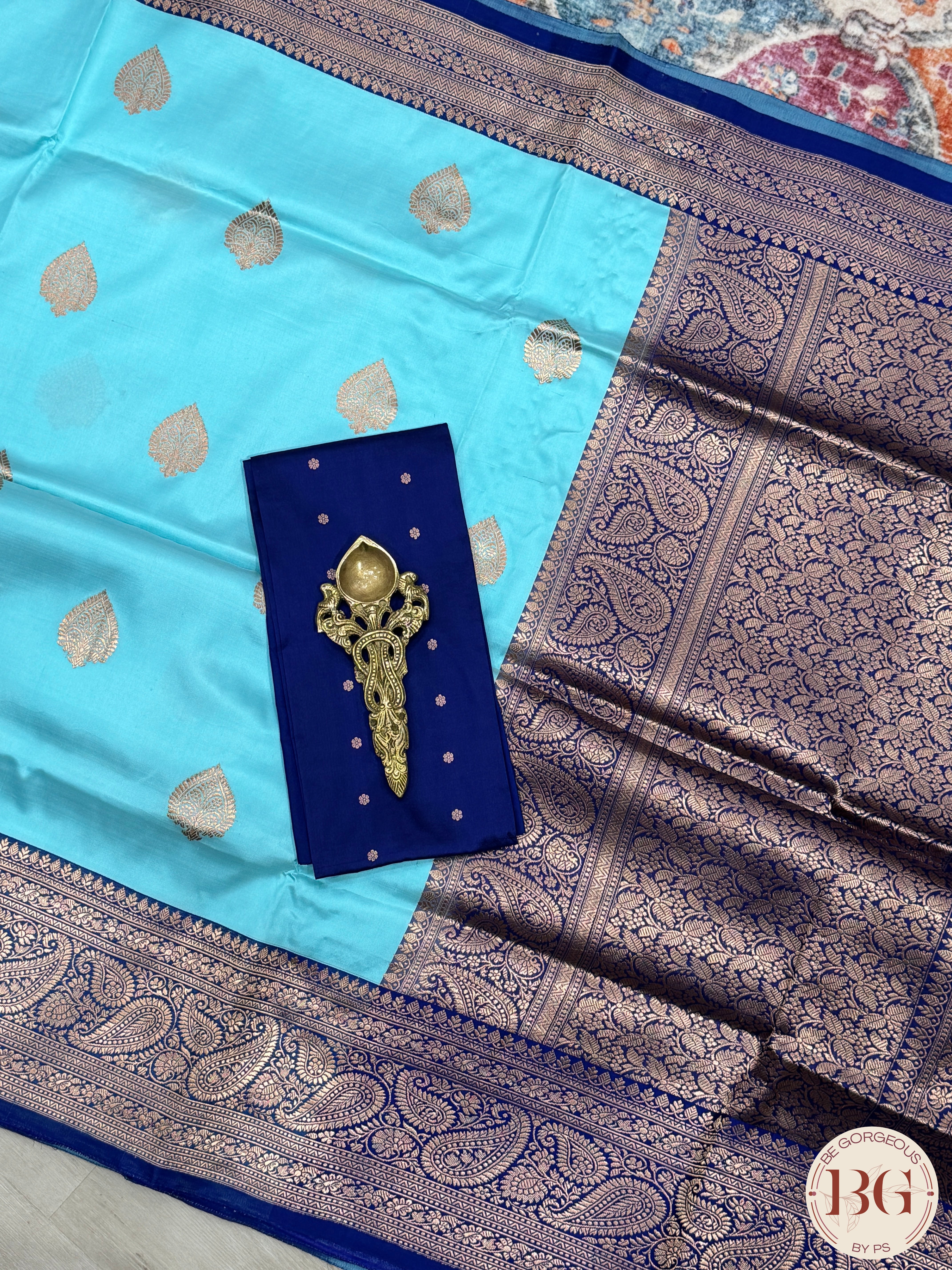 Banarasi Handloom Katan Silk Saree - Silk mark certfied - Light Blue