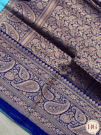 Banarasi Handloom Katan Silk Saree - Silk mark certfied - Light Blue