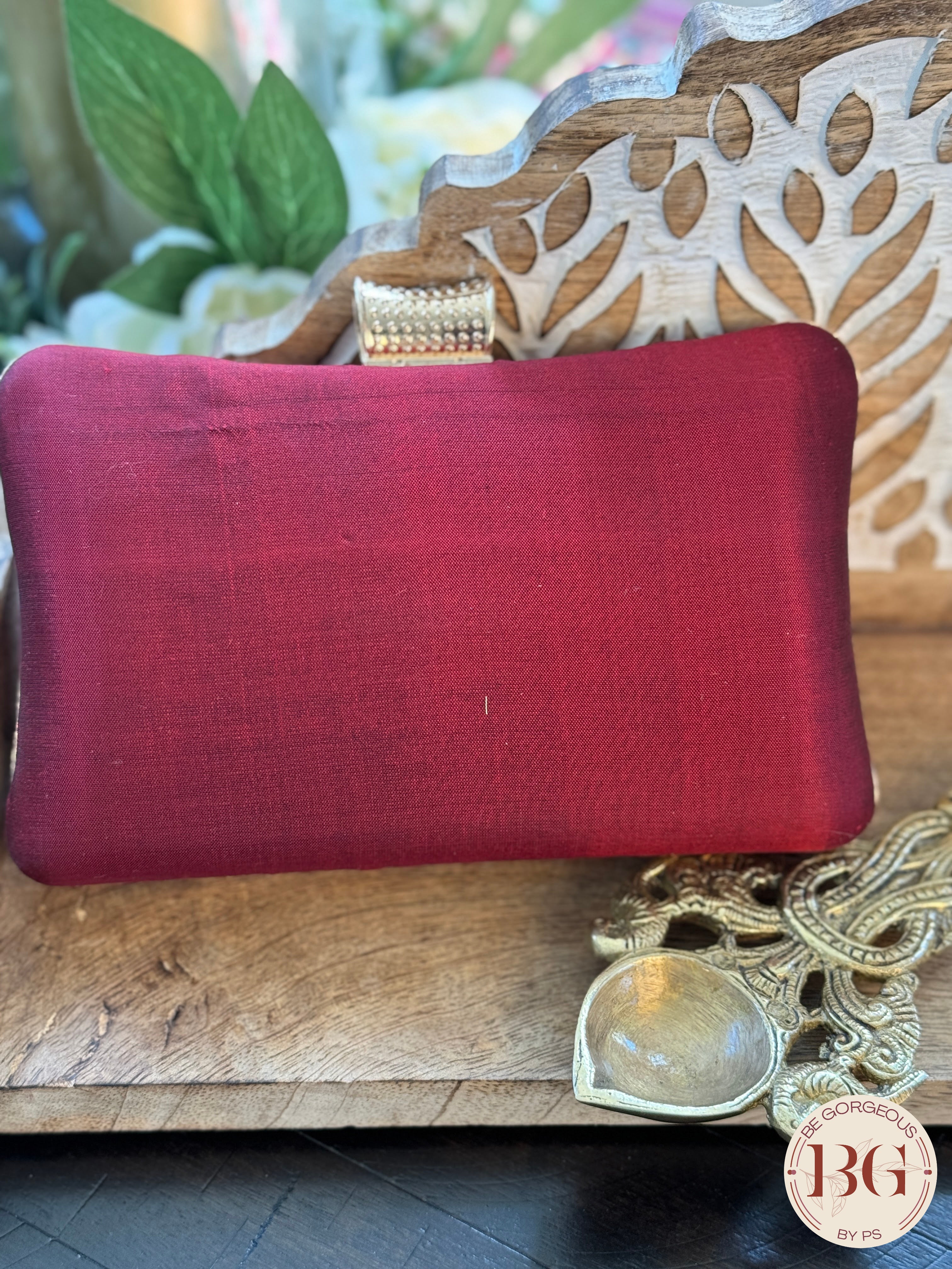 Silk Paithani Purse/Clutch - Maroon