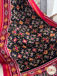 Crepe Silk Saree with patola print saree color - black