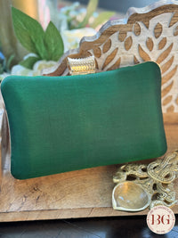 Silk Paithani Purse/Clutch - Bottle Green