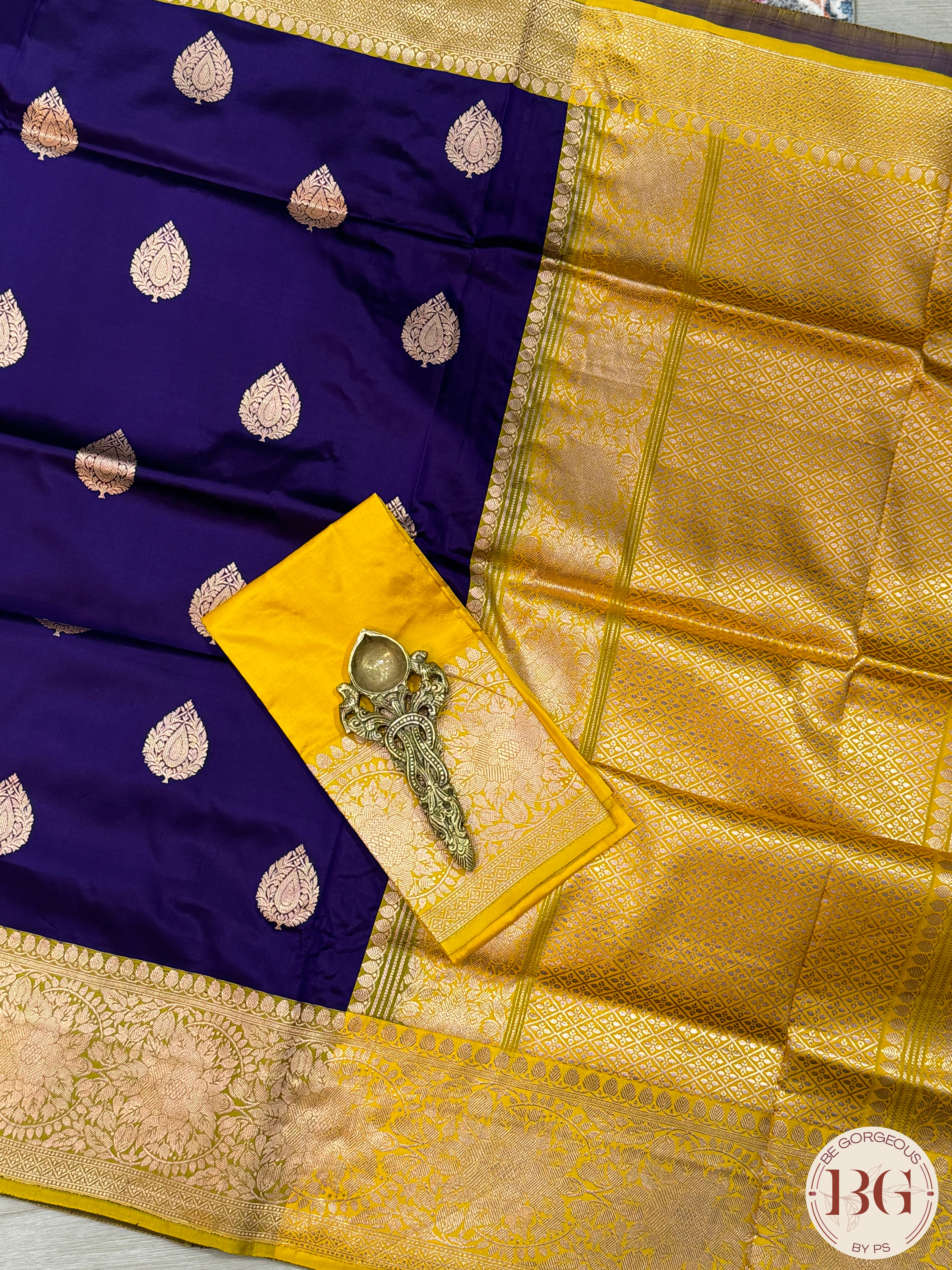 Banarasi Handloom Katan Silk Saree - Silk mark certfied - Purple