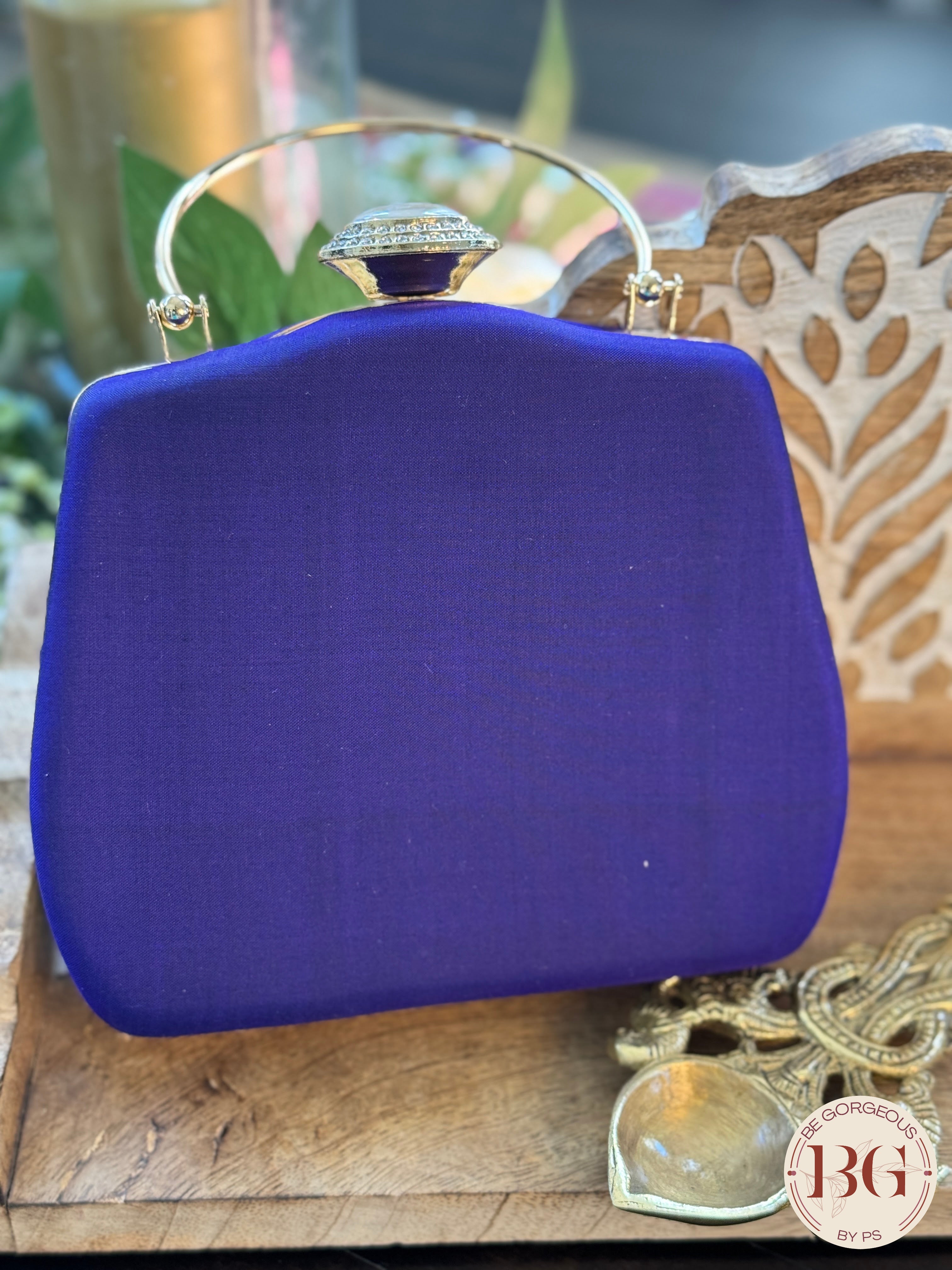 Silk Paithani Purse/Clutch - Purple Blue