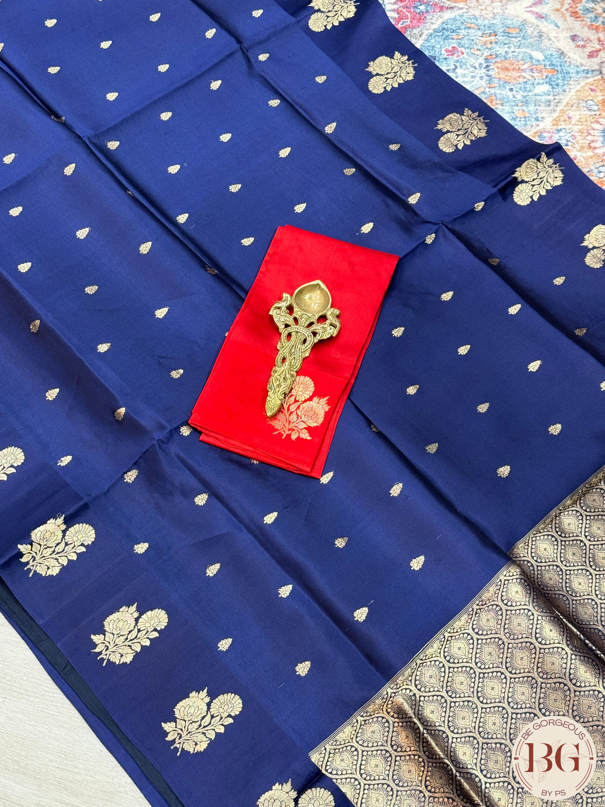 Banarasi silk saree silk mark certified - Blue