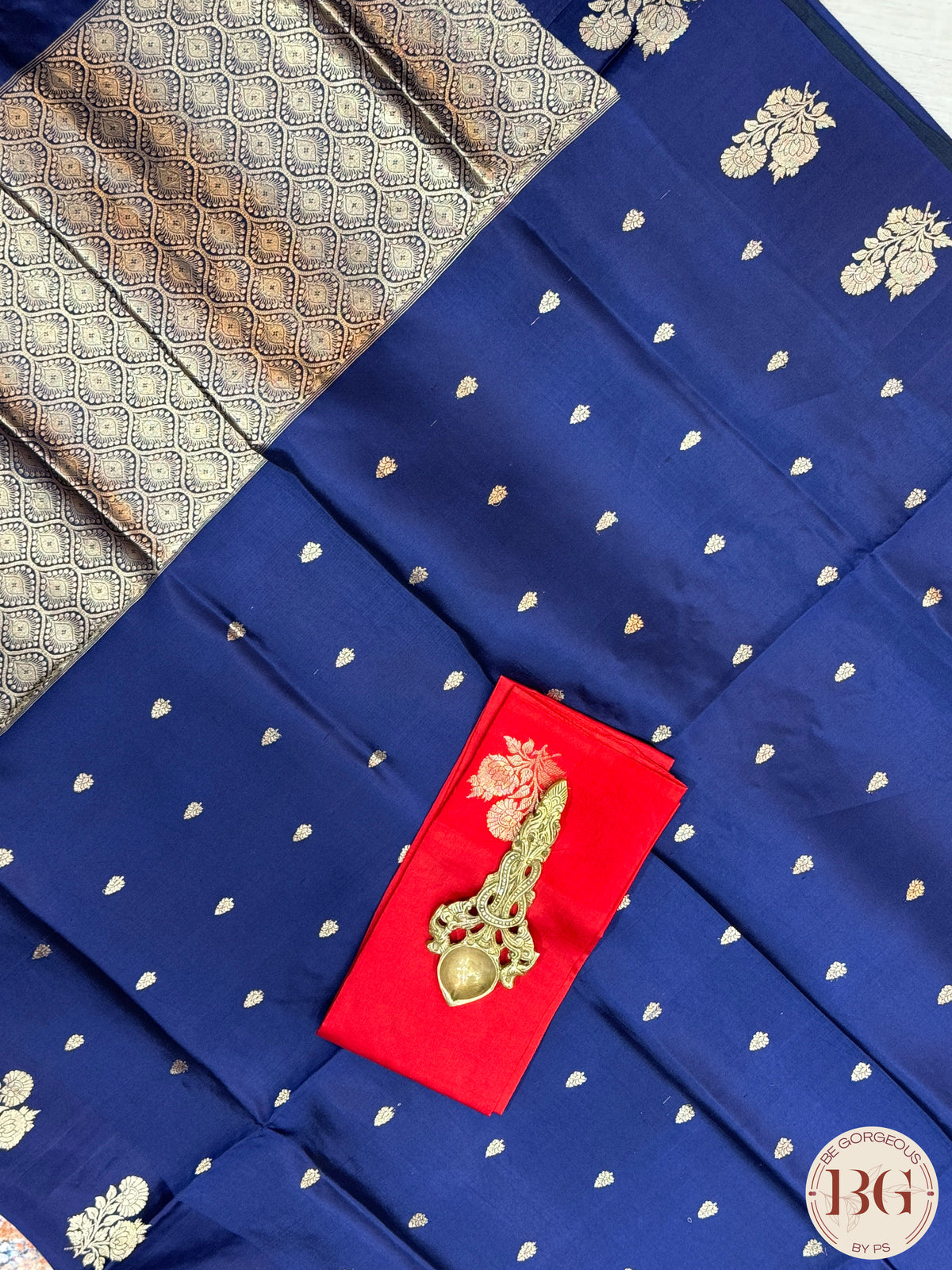 Banarasi silk saree silk mark certified - Blue