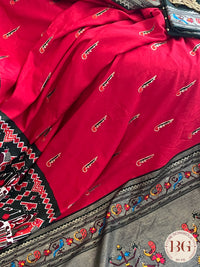 Soft silk saree with patola borders and paithani pallu saree color - red