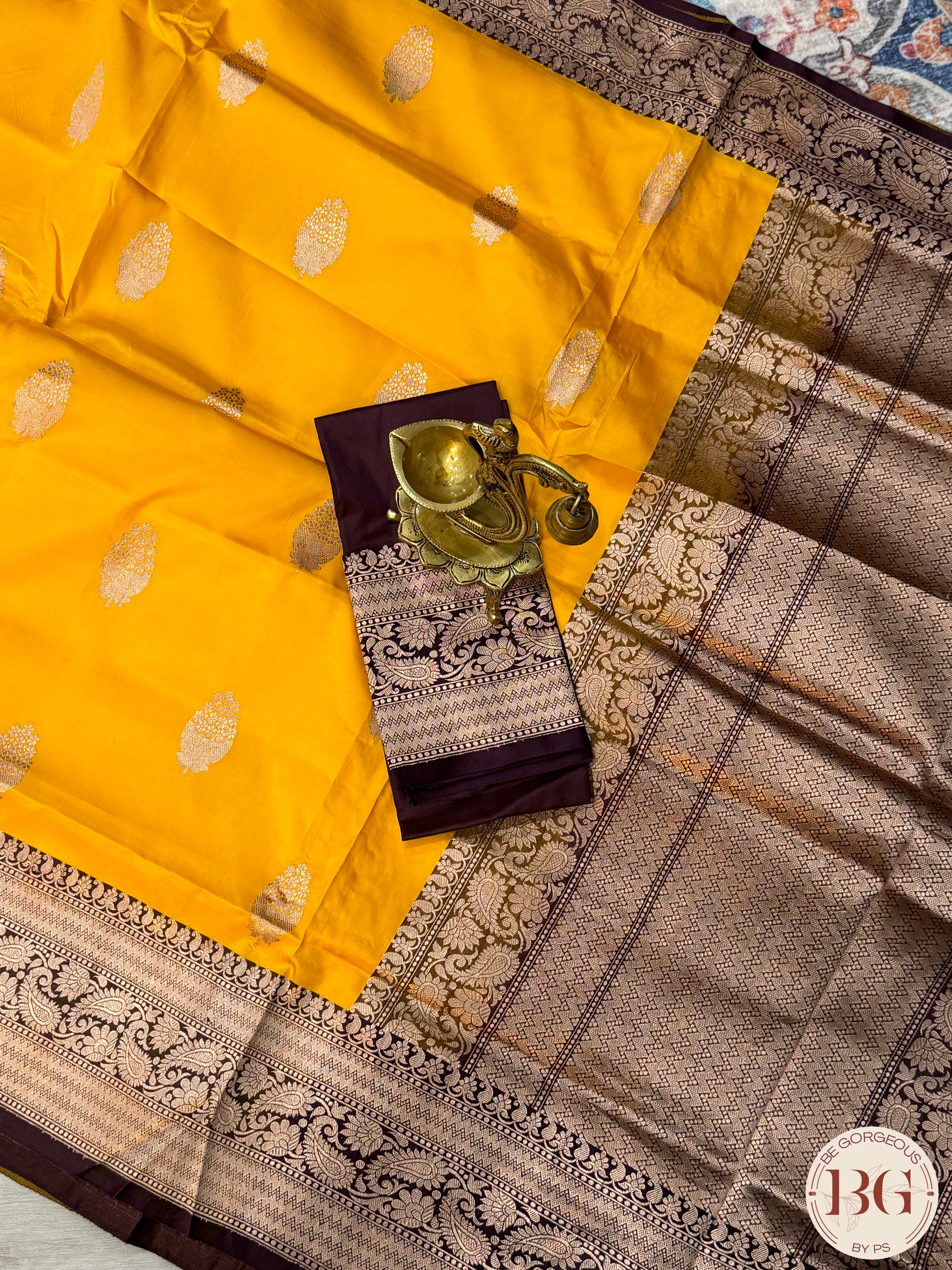 Banarasi Handloom Katan Silk Saree - Silk mark certfied - Yellow