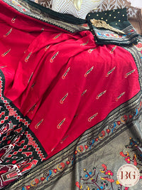 Soft silk saree with patola borders and paithani pallu saree color - red