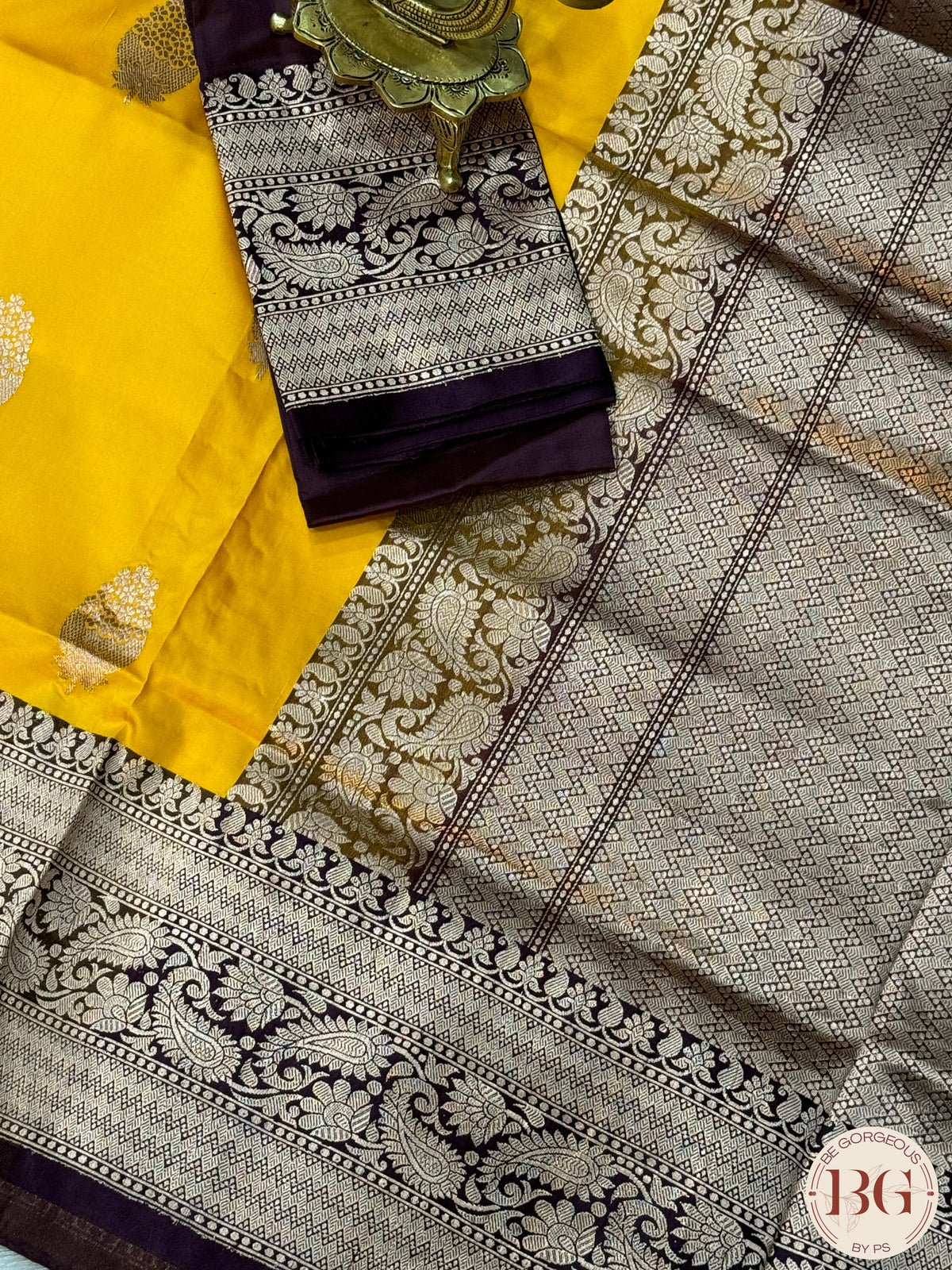 Banarasi Handloom Katan Silk Saree - Silk mark certfied - Yellow