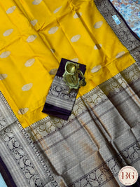 Banarasi Handloom Katan Silk Saree - Silk mark certfied - Yellow