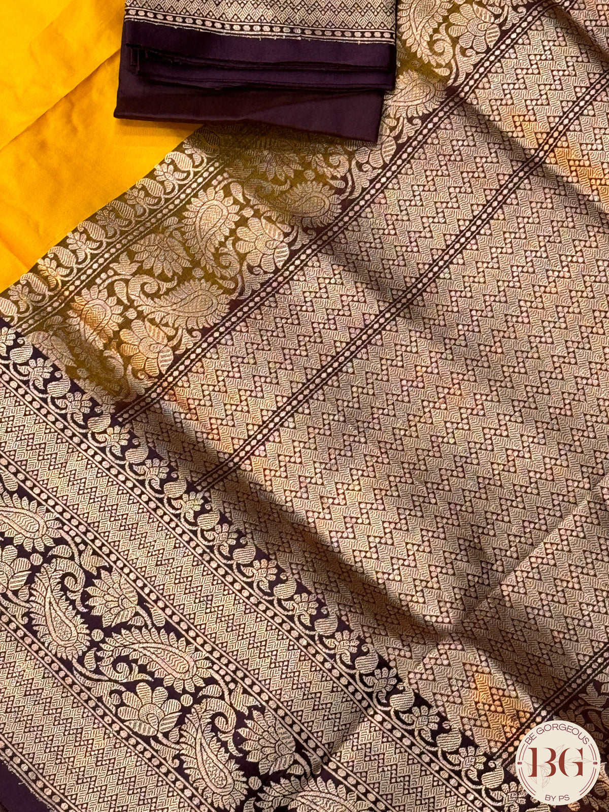 Banarasi Handloom Katan Silk Saree - Silk mark certfied - Yellow